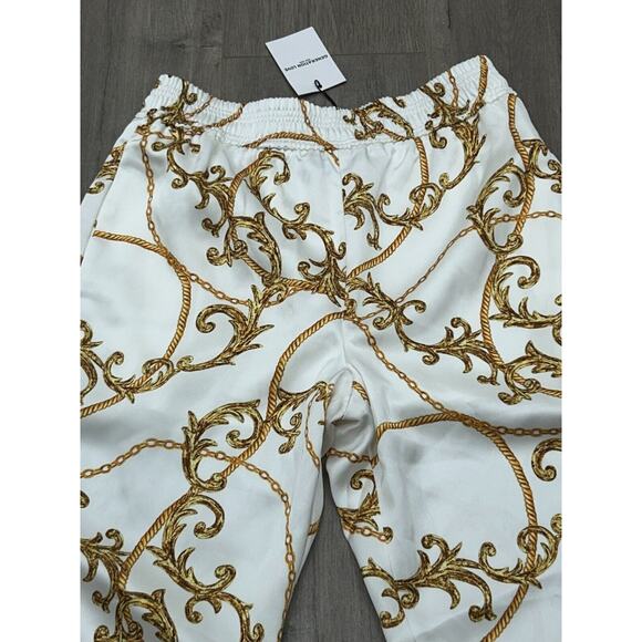 NWT Generation Love Capri Chain Print Satin Jogger in Gilded Chain White Size S - Picture 3 of 10